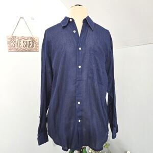 Pronto-Uomo Men's Blue Button Down 100% Cotton Long Sleeve Shirt 52